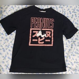 Zara Snoopy Peanuts T Shirt Black Men's Medium